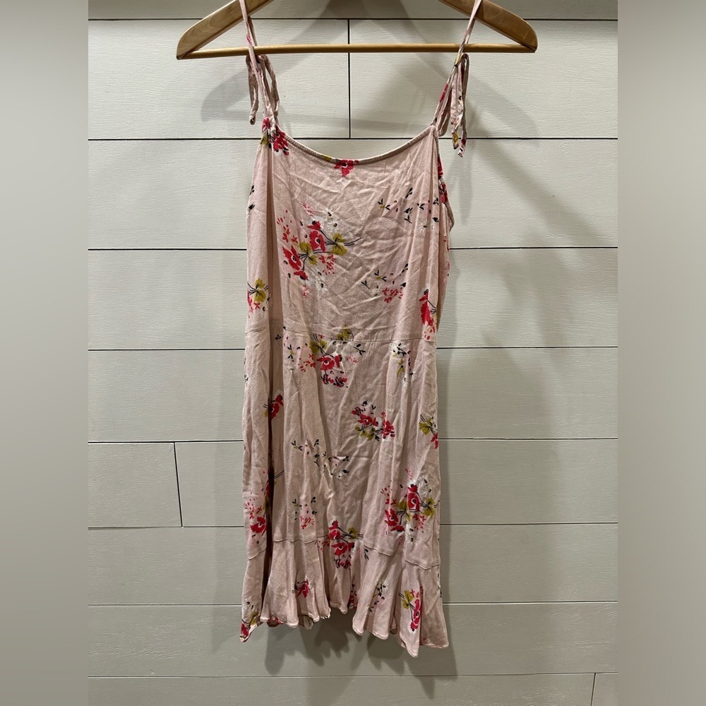Express Women's Floral Light Pink Tie Strap Dress- size Medium